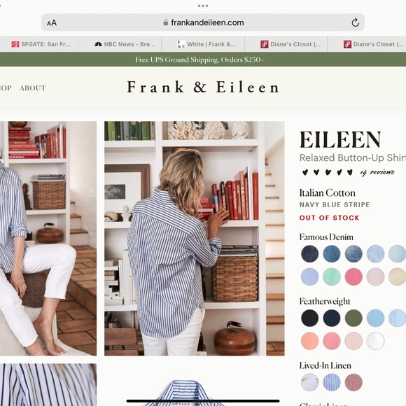 Frank & Eileen Navy Stripe Relaxed Button up Shirt - Picture 1 of 4